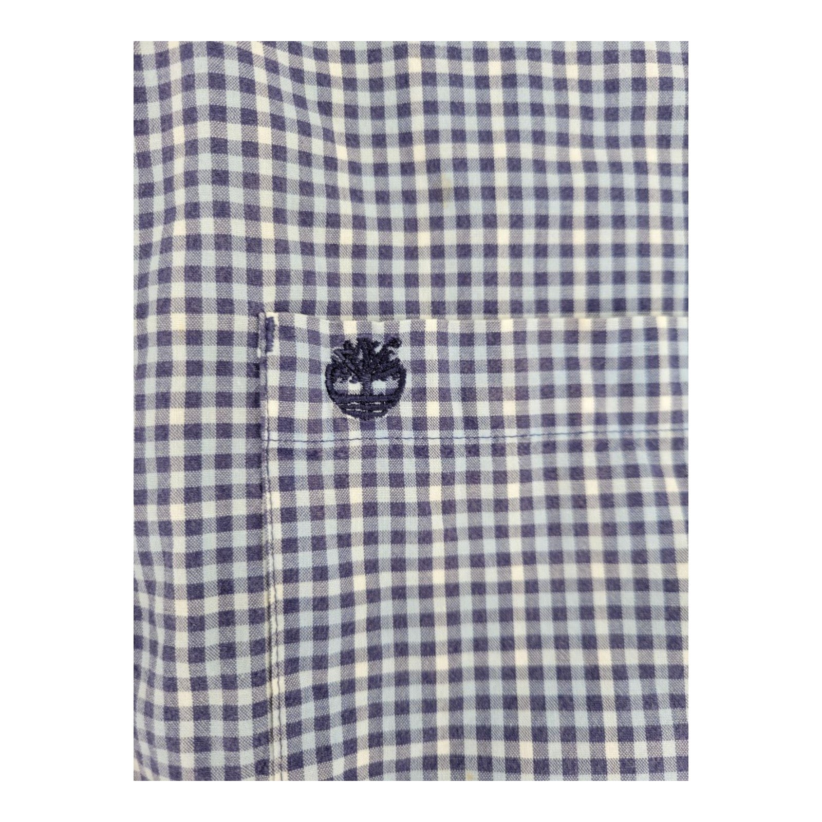 Timberland Mens Blue White Gingham Check Short Sleeve Shirt Size L