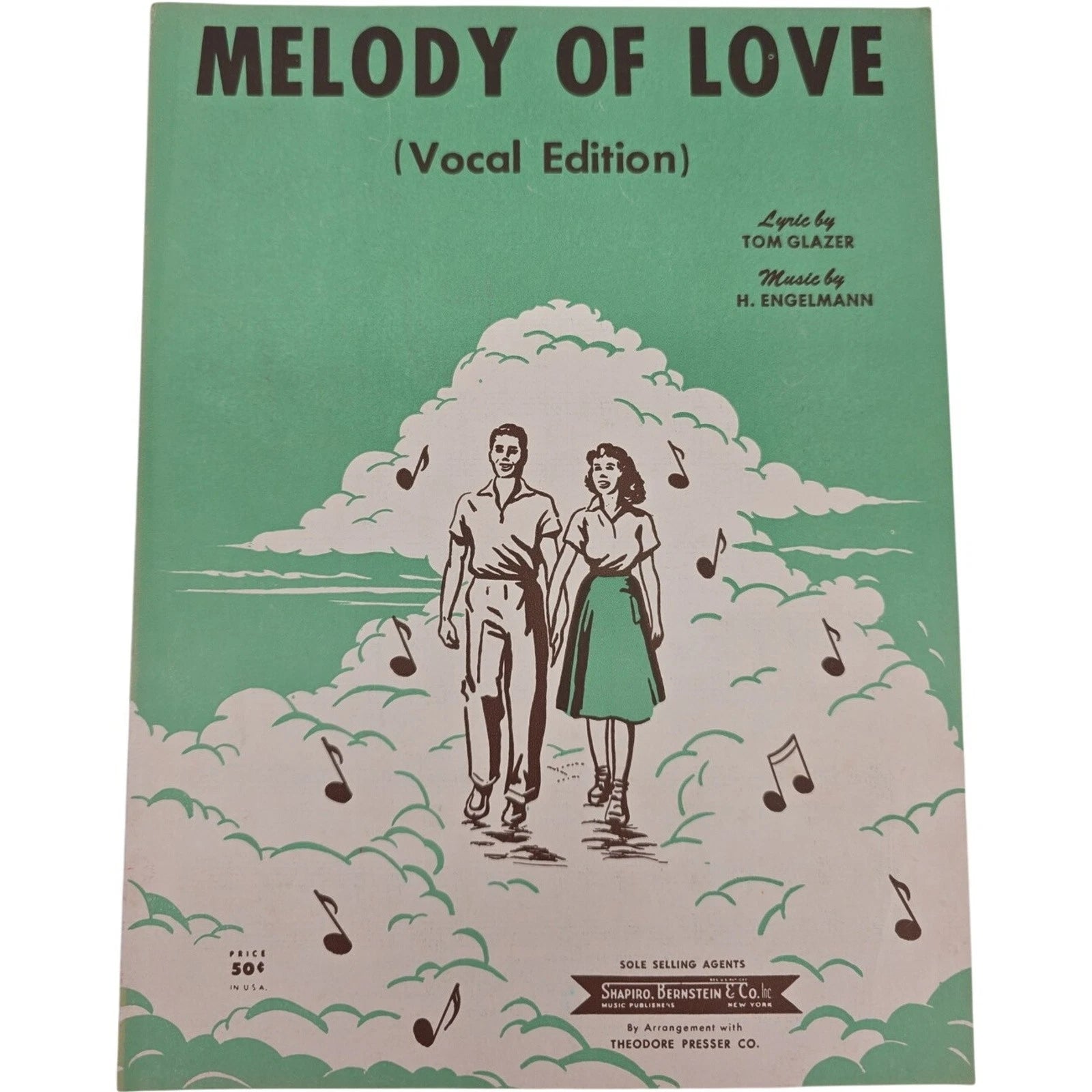 Vintage 1954 Sheet Music Melody of Love Vocal Edition Tom Glazer H Engelman