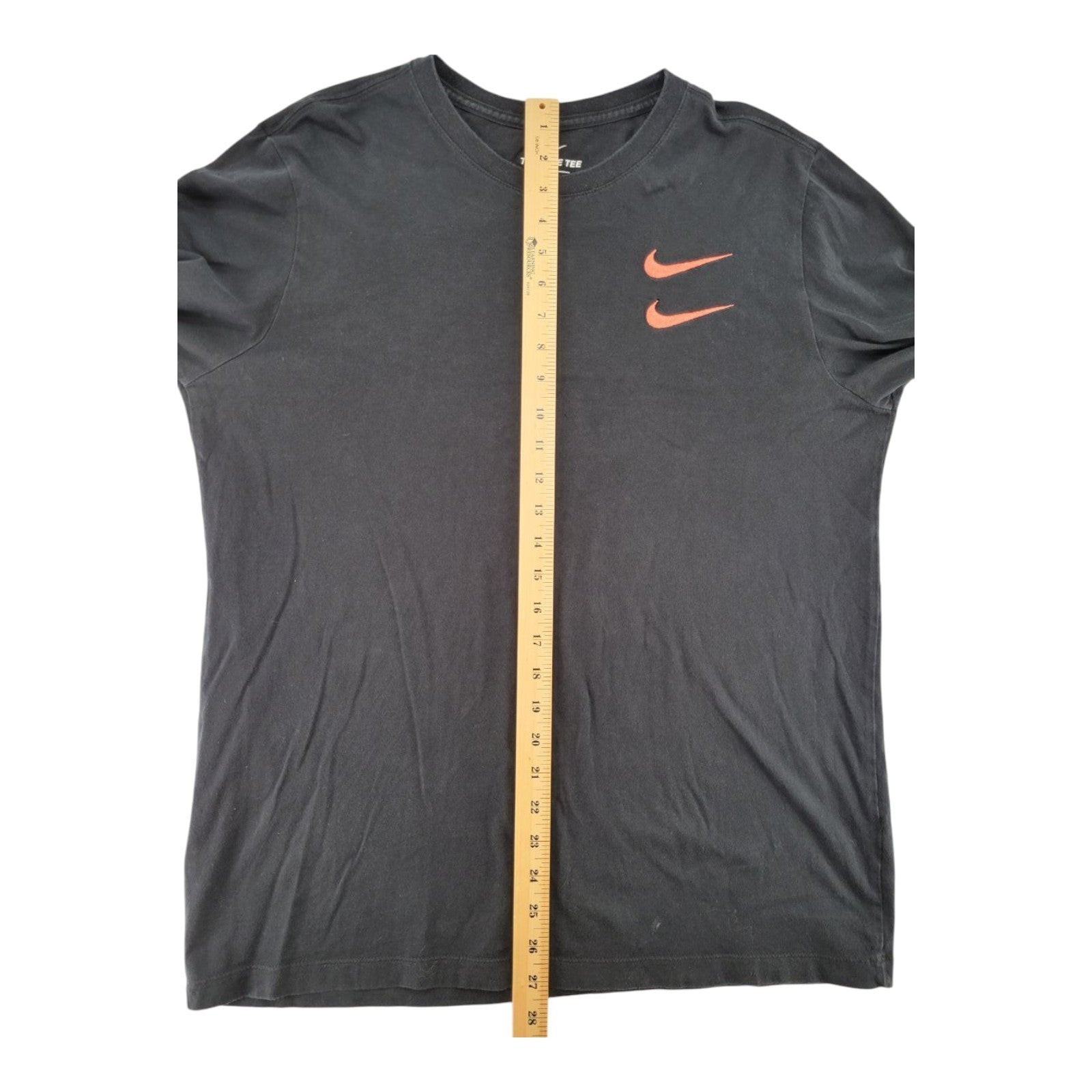 Nike Swoosh Long Sleeve Tee Size L Black Neon Green Double Logo