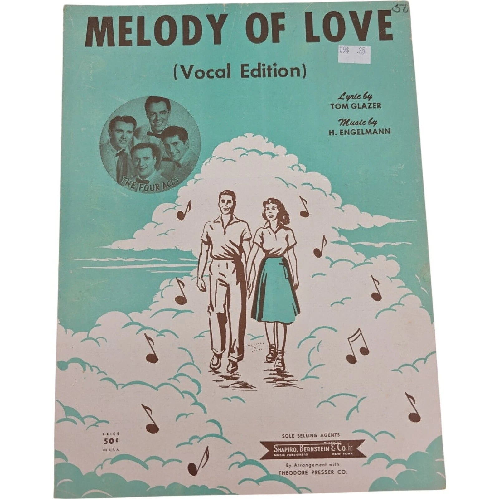 Vintage 1954 Sheet Music Melody Of Love Vocal Edition by Tom Glazer H. Engelmann