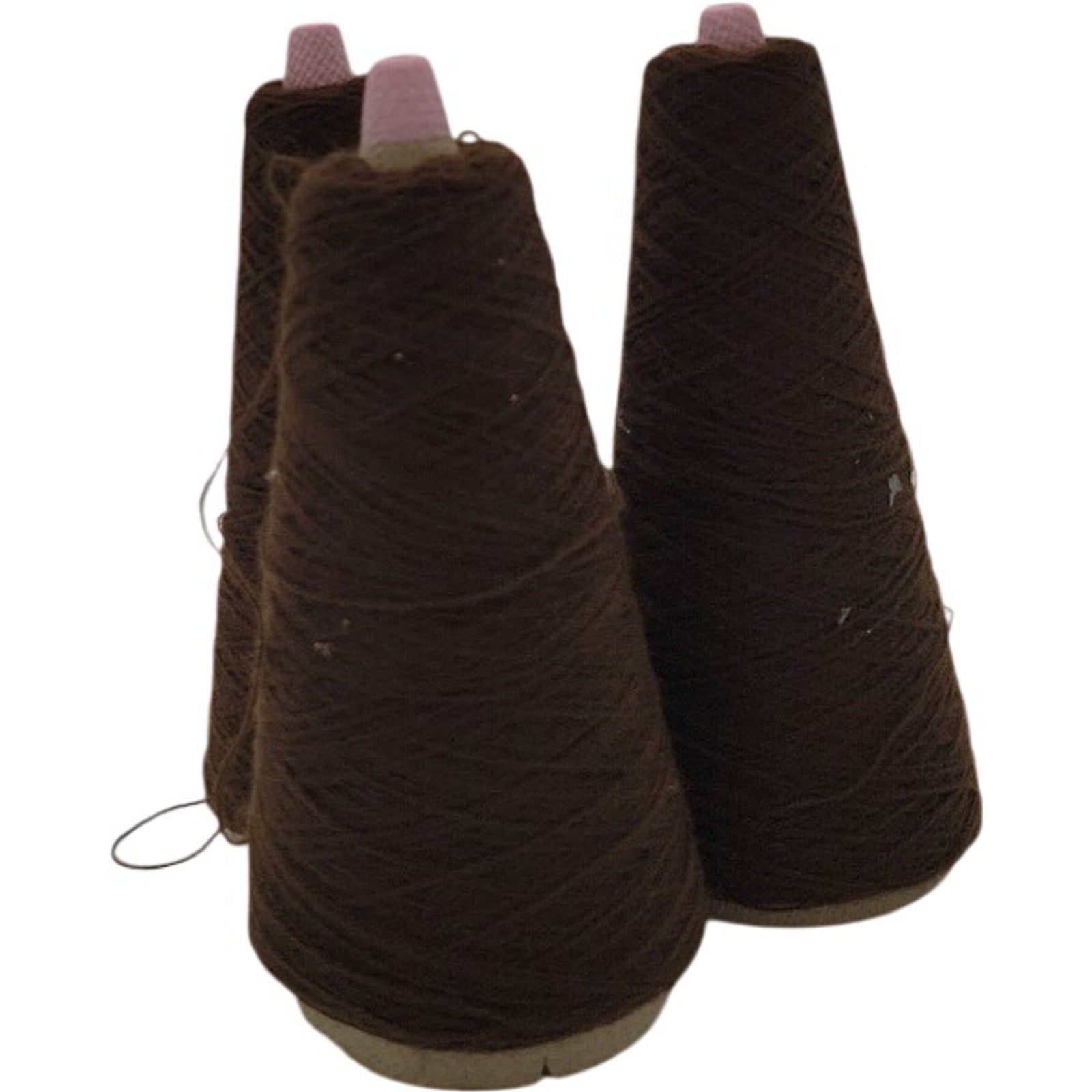 Vintage Templon Rich Brown Acrylic 2/24 Weaving Knitting Cone Yarn Lot of 3