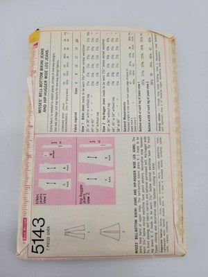 1970’s Simplicity 5143 Hip Hugger Big Bell Pants Size 10