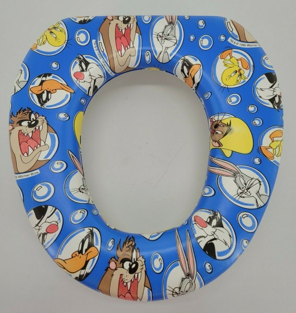 Vintage Warner Brothers Looney Tunes Blue Comfort Padded Soft Potty Seat