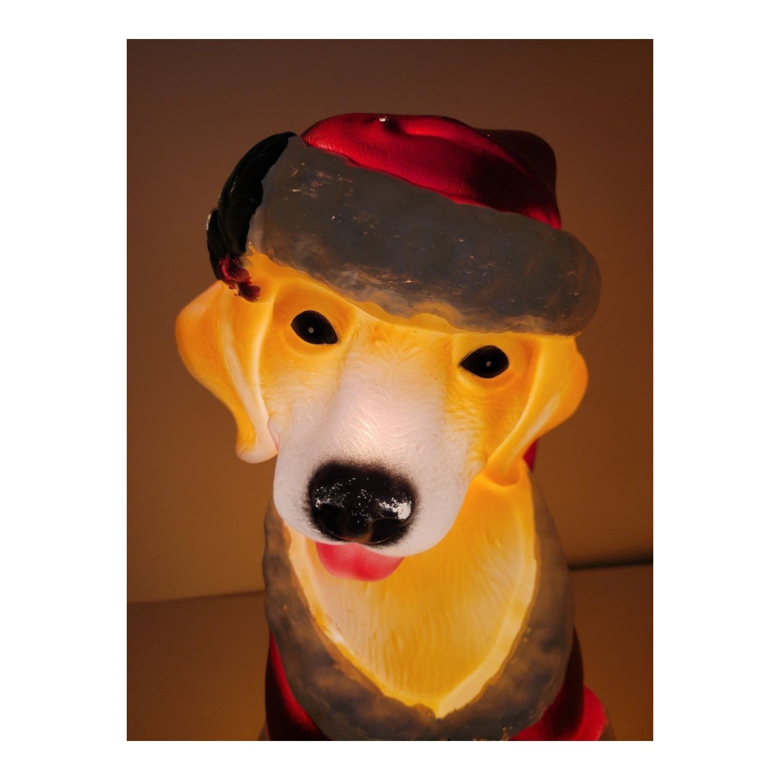Holiday Time Lighted Golden Retriever Blow Mold Santa Suit Christmas Decor 24"