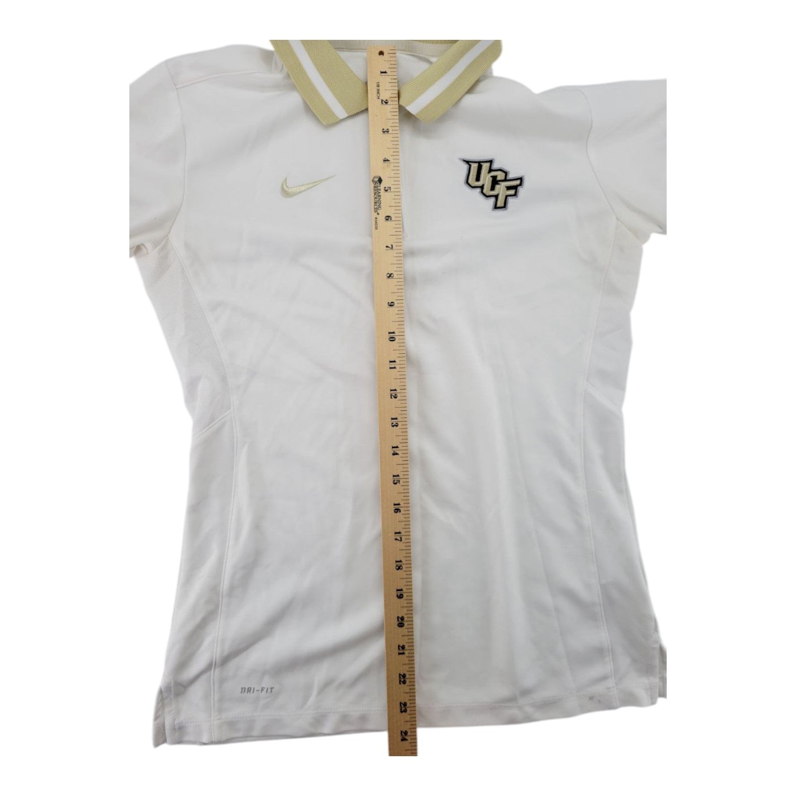 Nike Dri-FIT Women's UCF Knights Polo Shirt White Gold Athletic Short Sleeve M