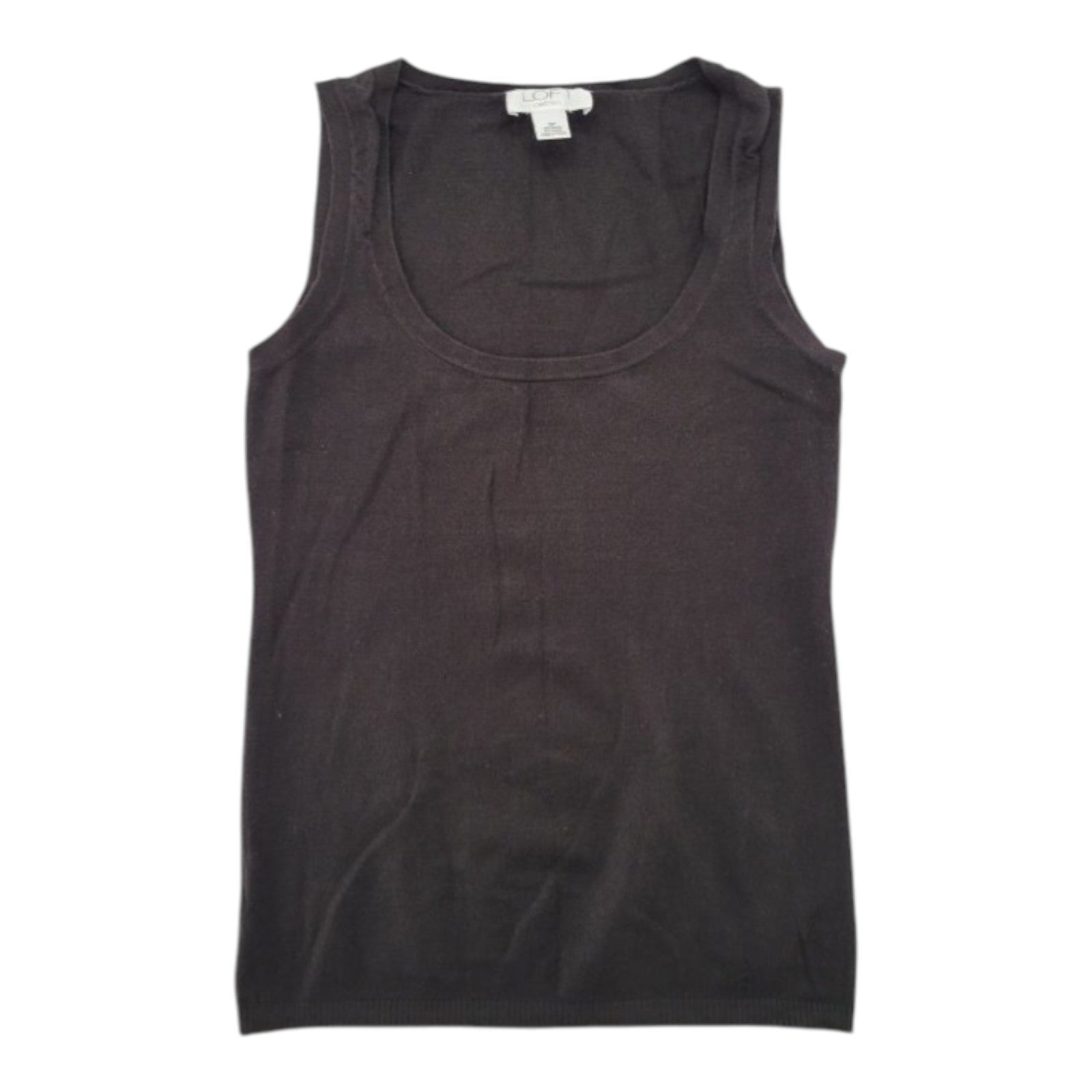 Ann Taylor LOFT Petites Women's Black Knit Tank Top Scoop Neck Rayon Nylon SP