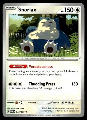 Pokemon 2023 Scarlet & Violet 151 Snorlax Uncommon #143 Near Mint Card