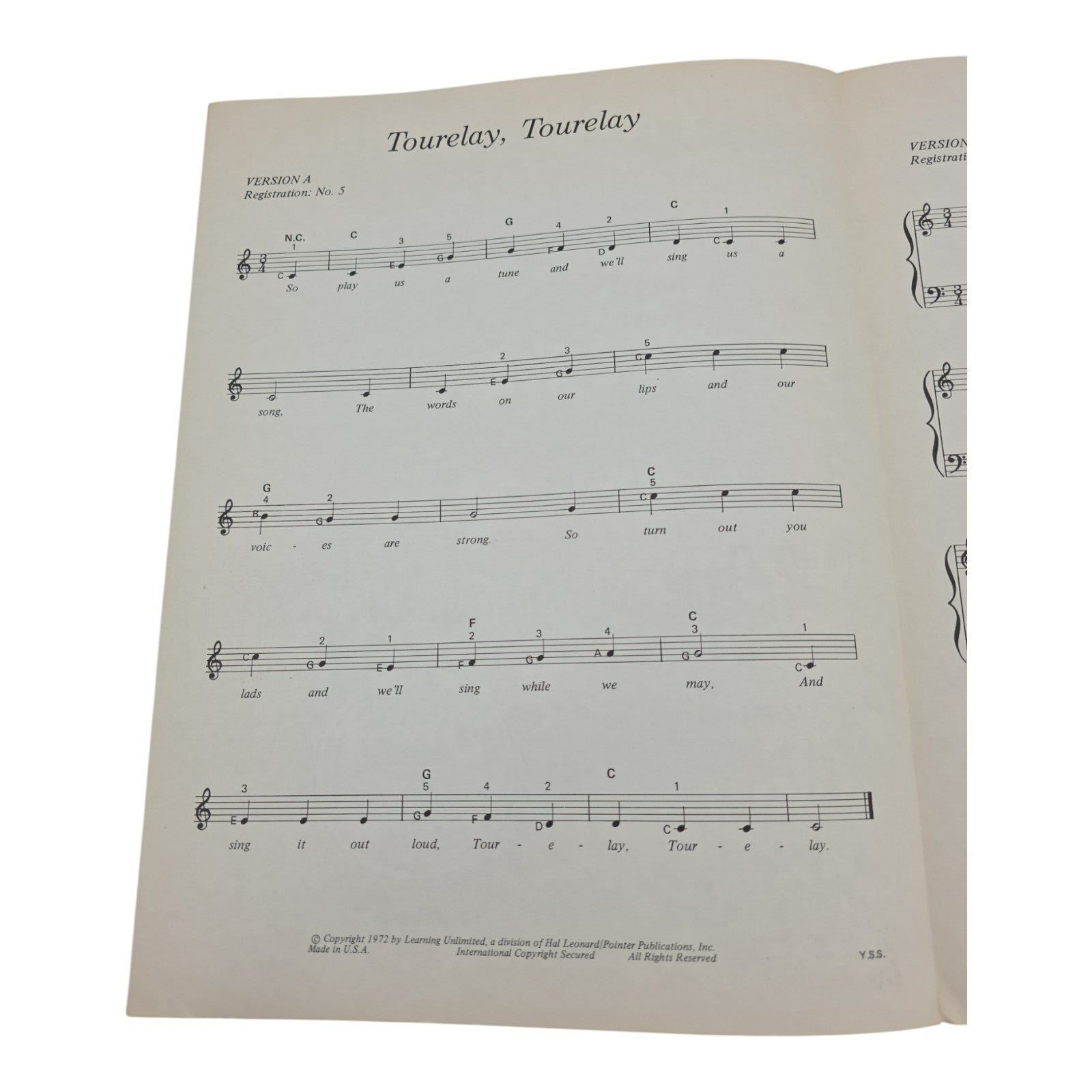 1972 Yamaha Electone Organ Sheet Music Tourelay Tourelay