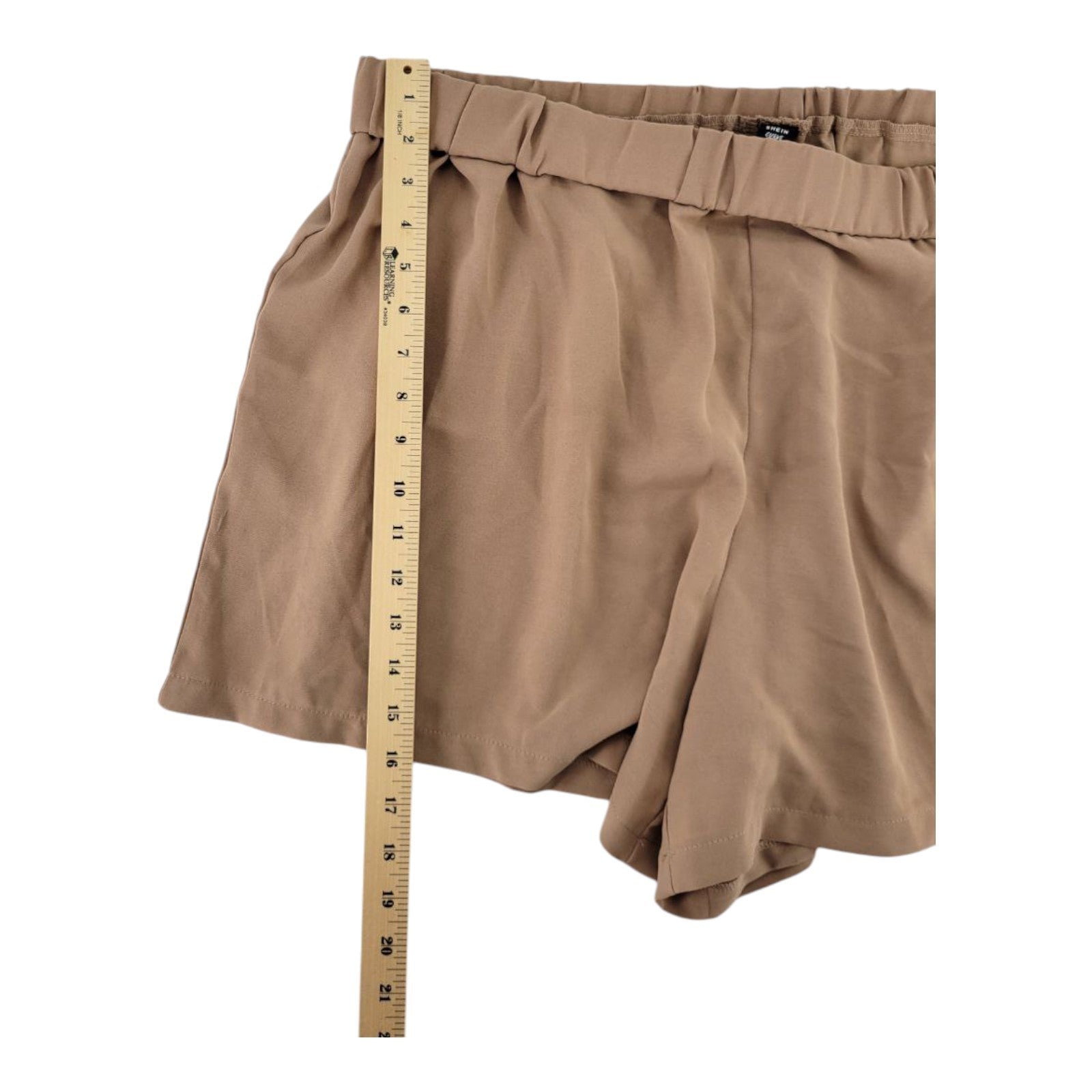 SHEIN Curve Womens Brown Tan High Rise Shorts Elastic Waist Plus Size 4XL