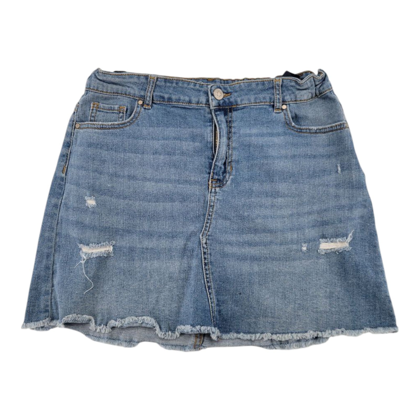 Wonder Nation Distressed Denim Skirt Girls Raw Hem Adjustable Waist Size XXL 18