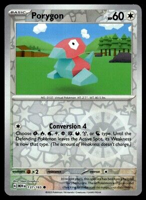 Pokemon 2023 Scarlet & Violet 151 Porygon Reverse Holo Common #137 Near Mint