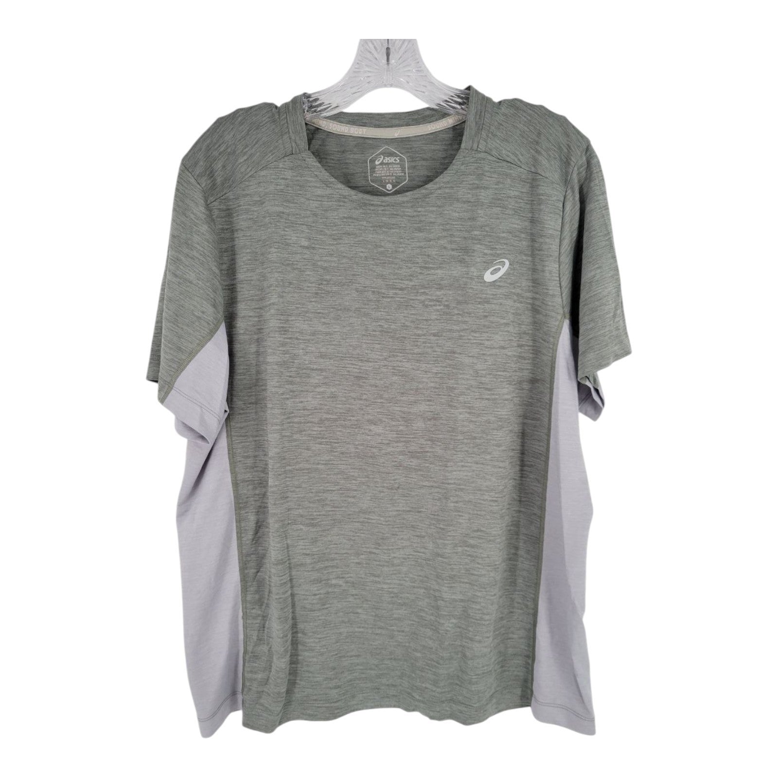 ASICS Men's Athletic T-Shirt Size L Gray Stretch Short Sleeve Tee