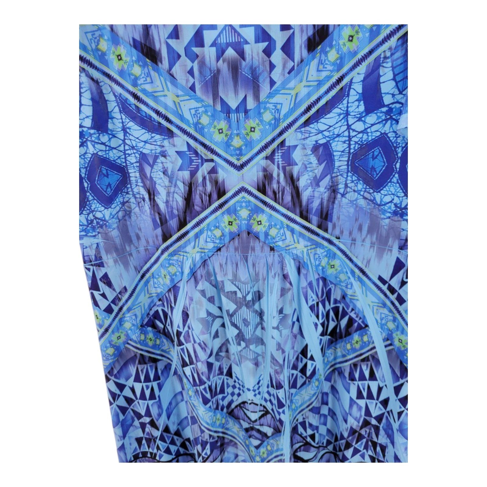APT 9 Women's Blue Geometric V-Neck Dress Embellished Short Sleeve 2X