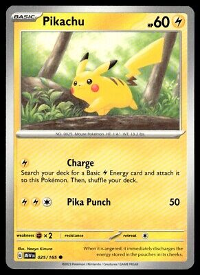 Pokemon 2023 Scarlet & Violet 151 Pikachu Common #25 Near Mint Card