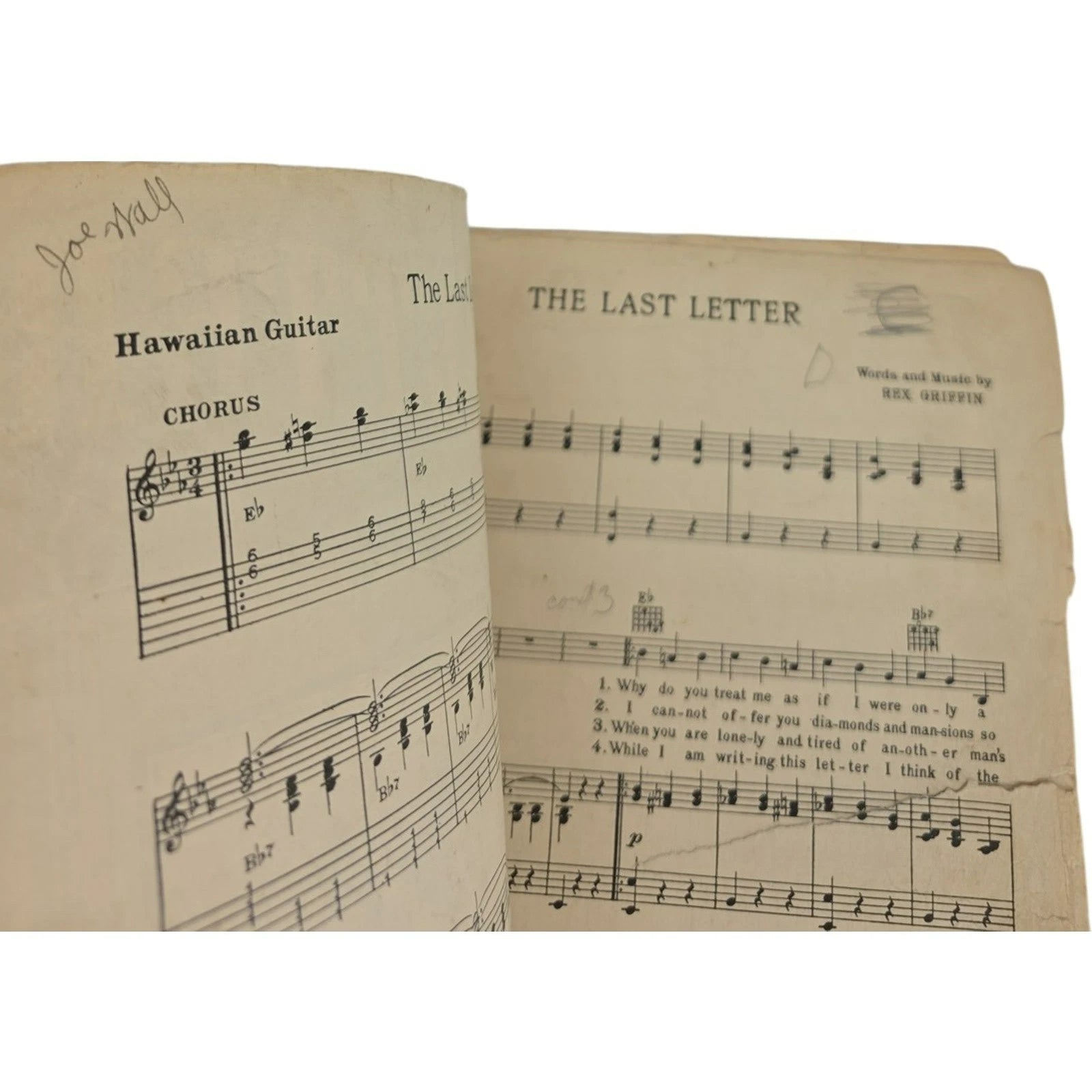 Vintage 1939 Sheet Music The Last Letter by Rex Griffin