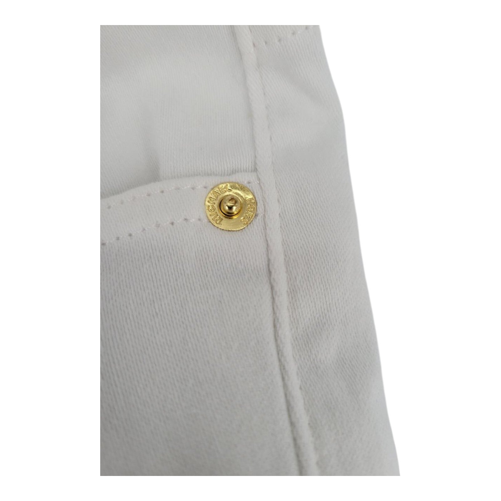 Michael Kors White Denim Capri Pants Womens Gold Tone Buttons Size 16
