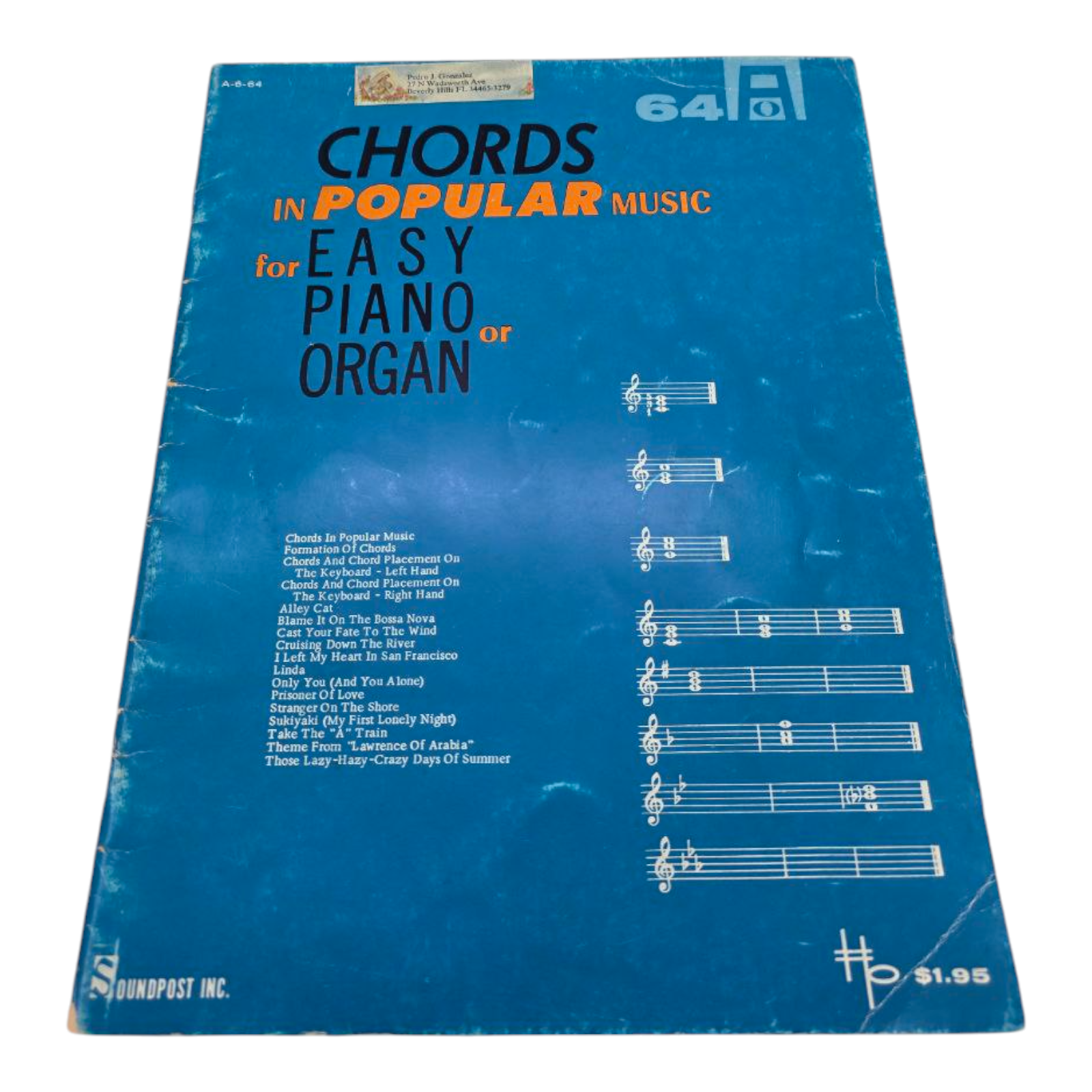 Chords in Popular Music for Easy Piano or Organ Hansen Publications