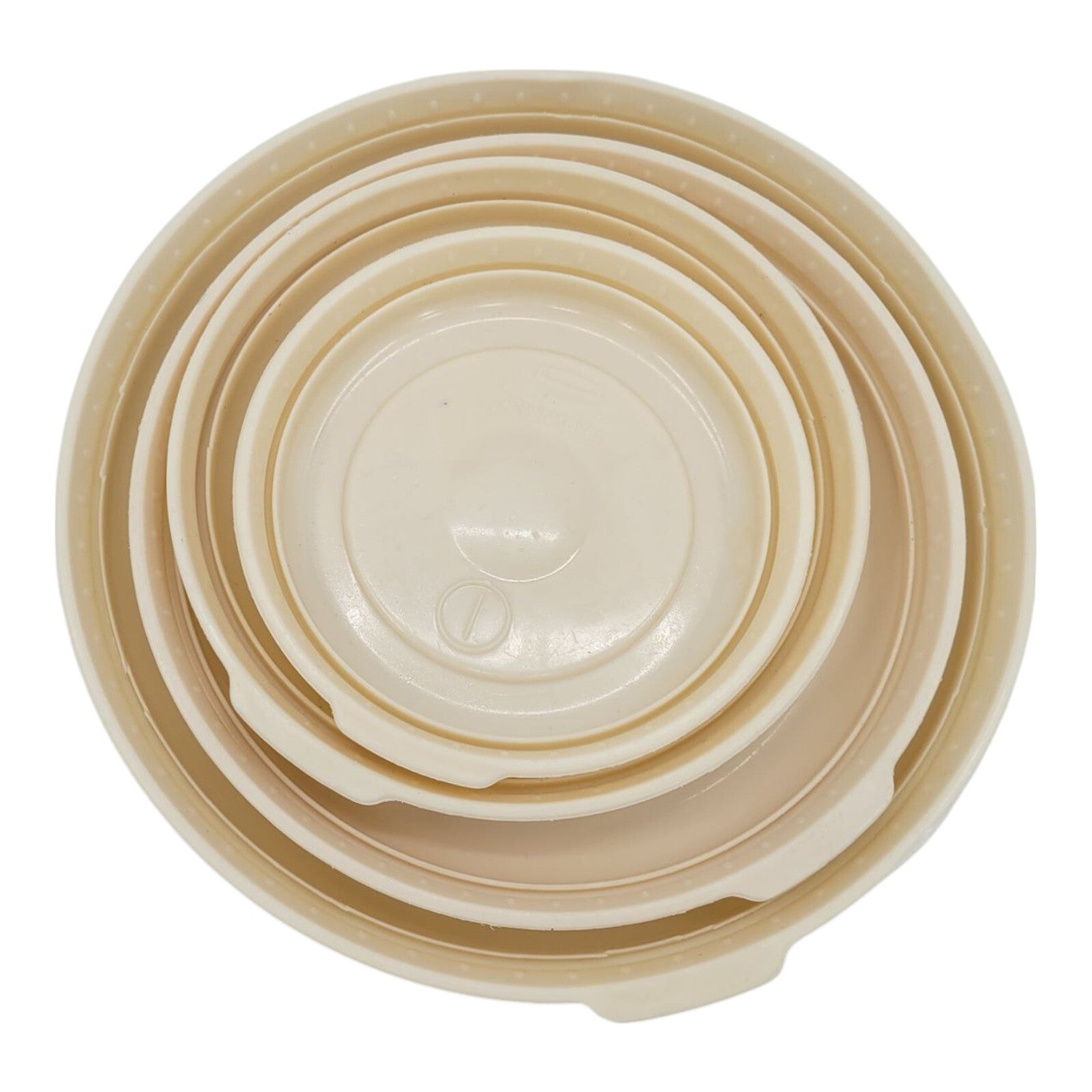 Vintage Rubbermaid Nesting Bowl Set with Lids Cream White 4 Piece Container Lot