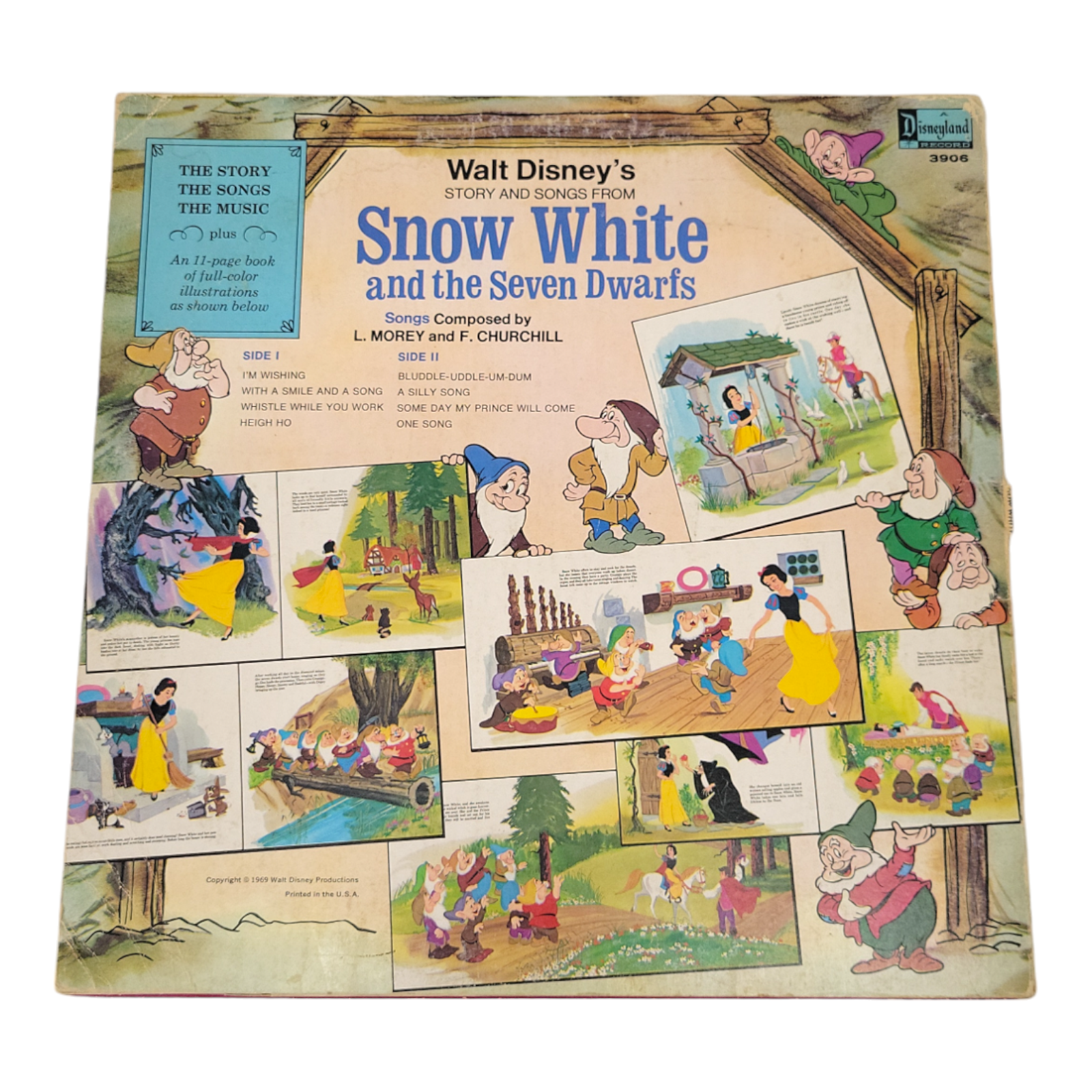 Walt Disney Snow White and the Seven Dwarfs Story Songs Book & LP Record 3906