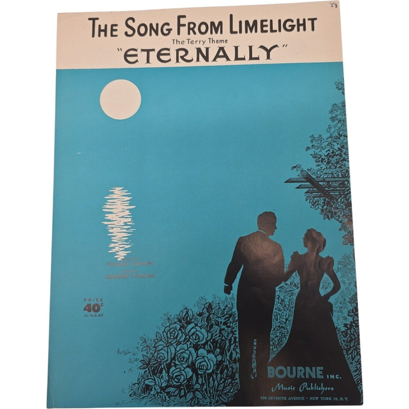 Vintage Sheet Music 1953 The Song from Limelight Eternally Charles Chaplin Piano