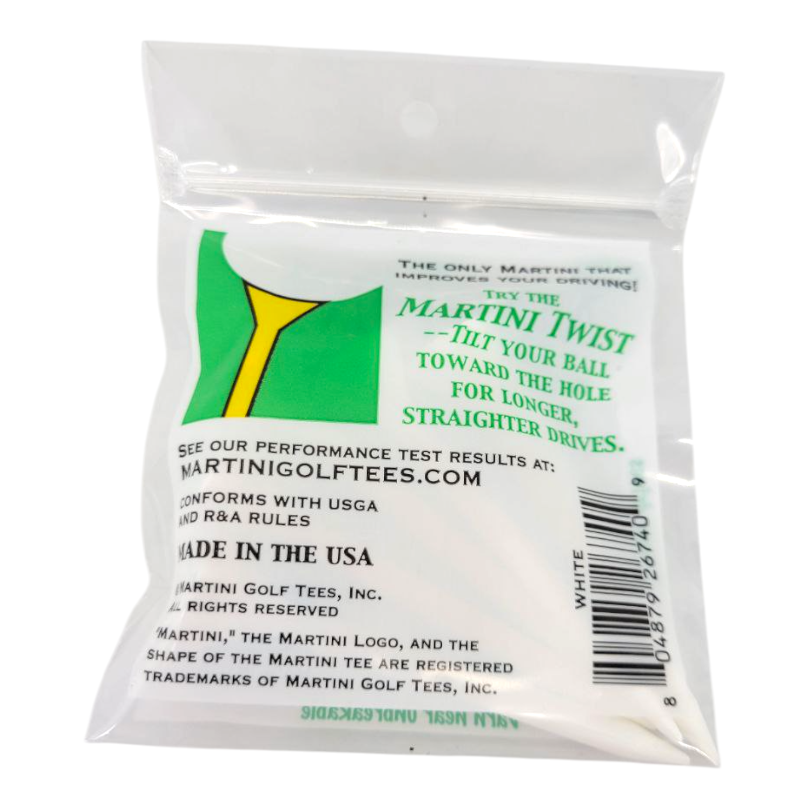 Martini Golf Tees 3 1/4" Longer Drives 5 Pack White