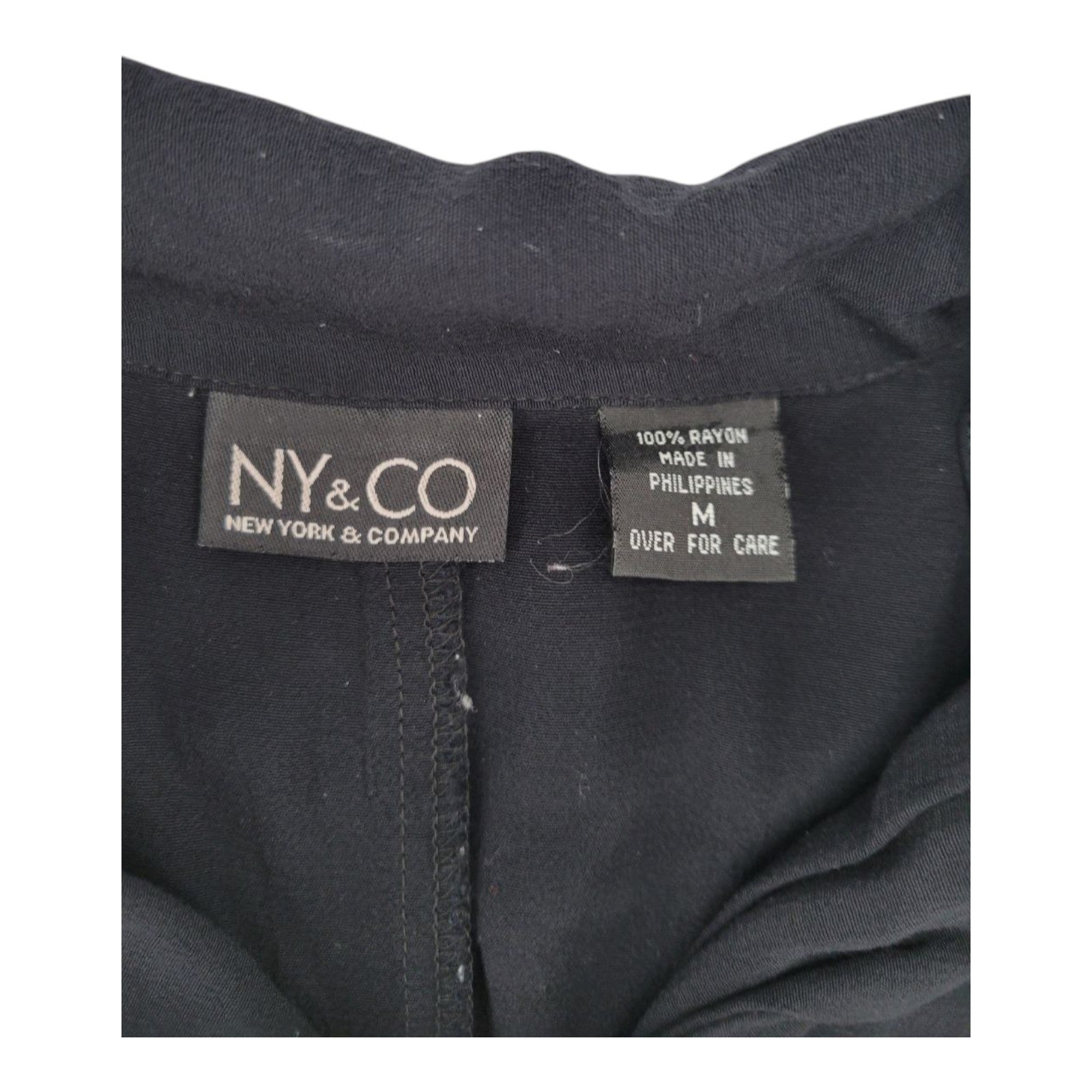 NY&Co Women's Black Sleeveless Collared Blouse Button Front Rayon Top Size M
