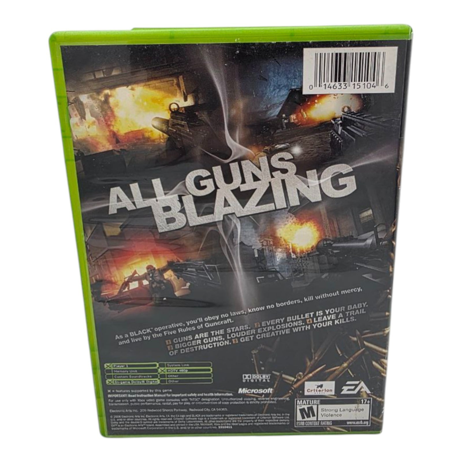 Xbox Black 2005 Video Game Complete EA Tested Manual Included