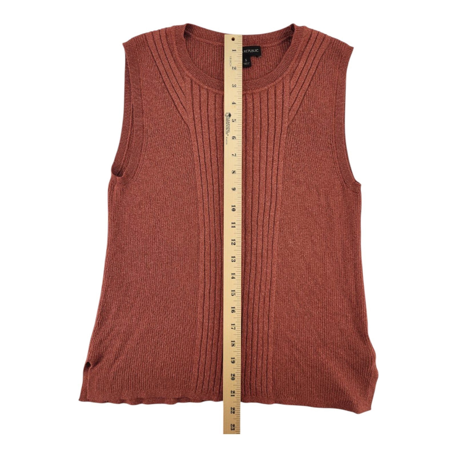 Banana Republic Womens Sleeveless Ribbed Sweater Top Rust Red Size S