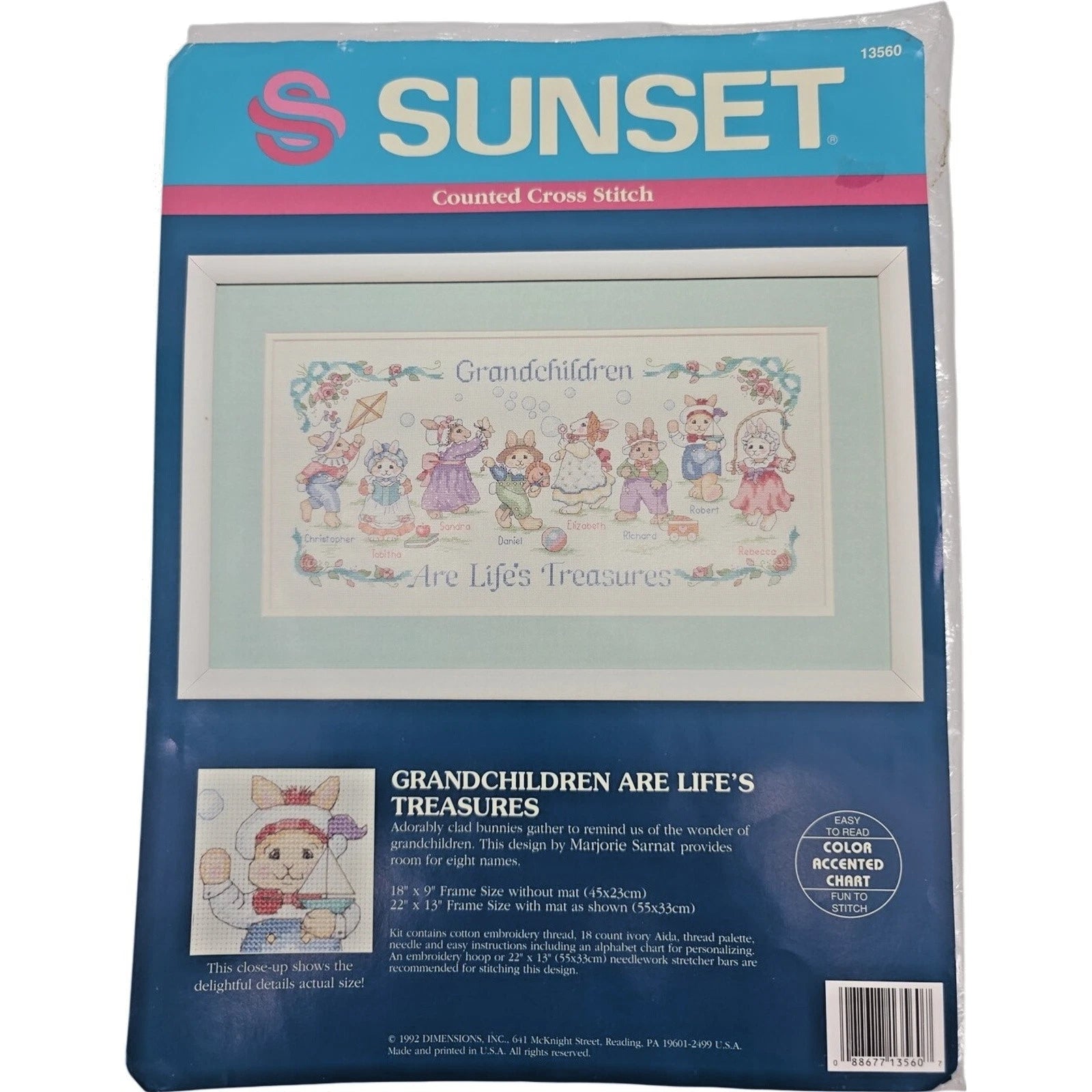 Sunset Counted Cross Stitch Kit Grandchildren Are Life's Treasures Vintage 1992
