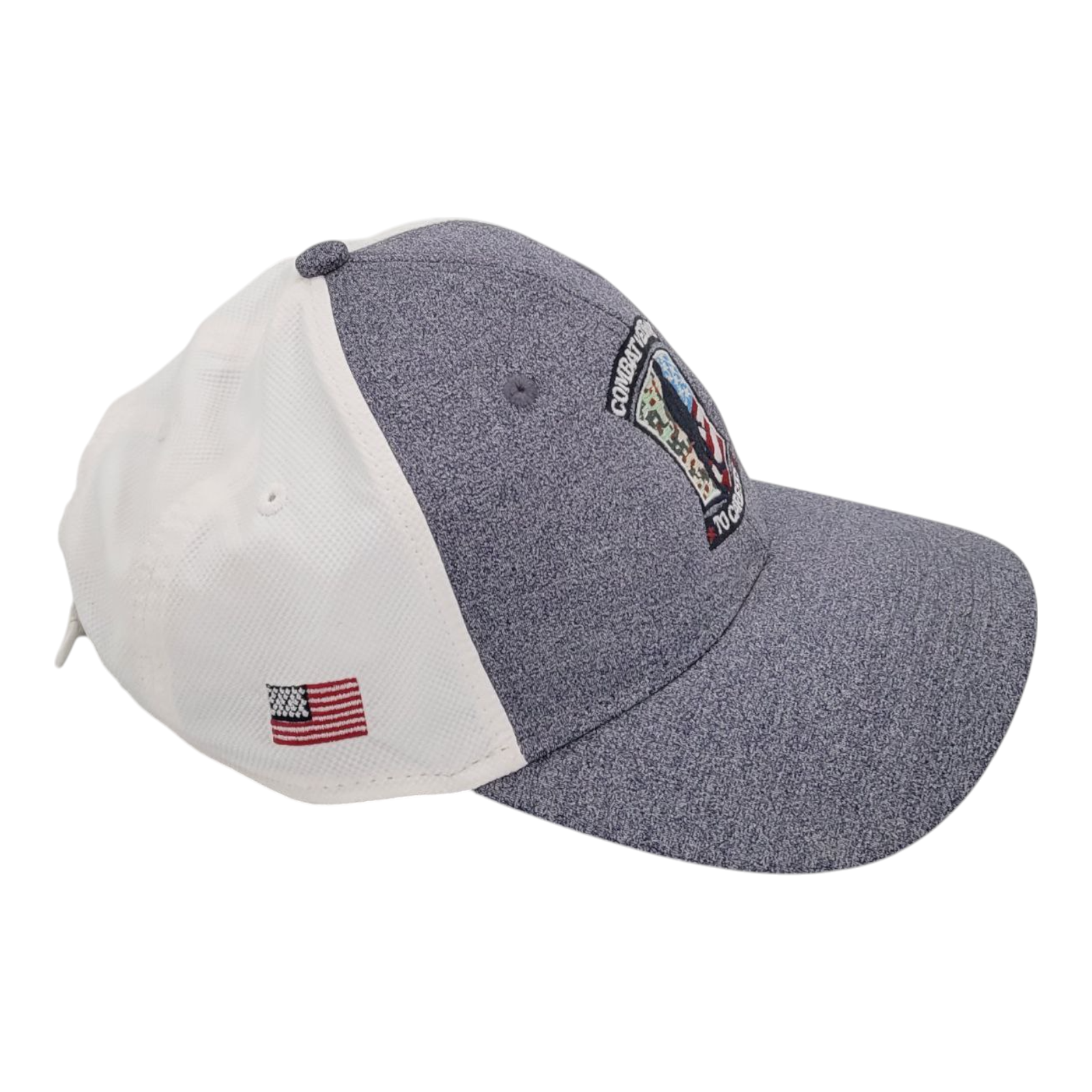 AHEAD Mid Fit Combat Veterans to Careers Adjustable Baseball Hat Gray White