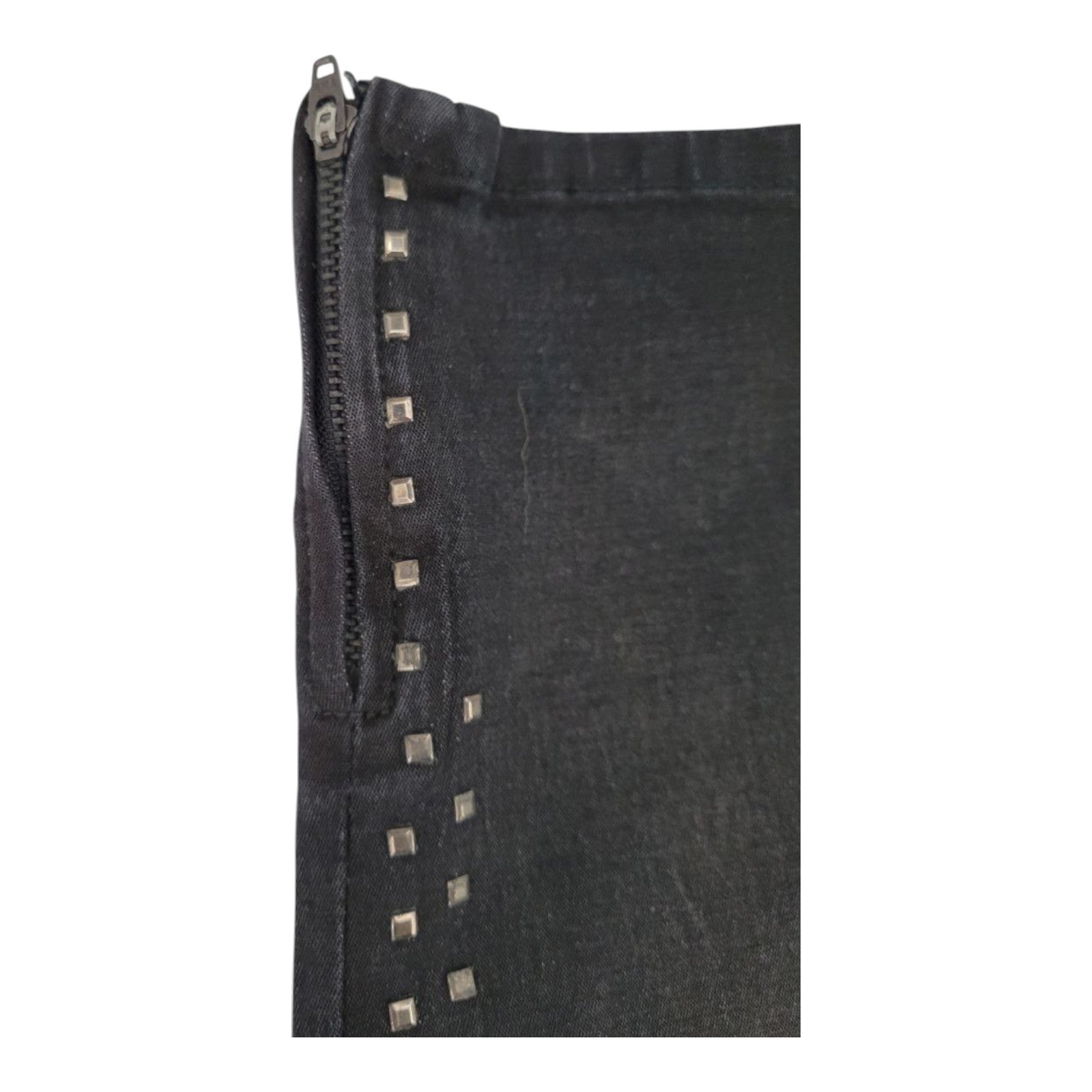 DG2 by Diane Gilman Black Studded Moto Jeans Size 14 Stretch Zip Hem