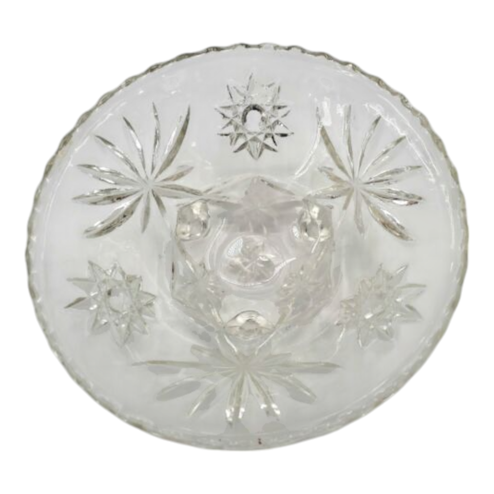 Vintage Starburst Pattern Crystal Bowl and Candy Dish Set