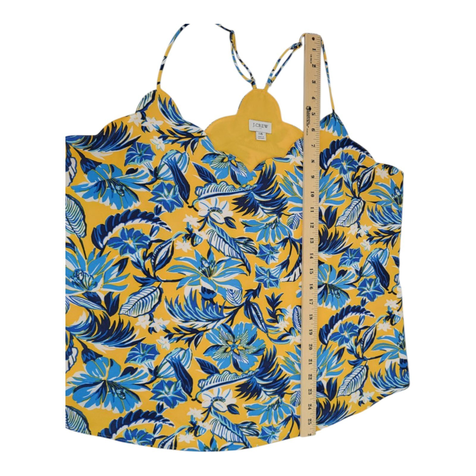 J.Crew Women's Yellow Floral Sleeveless Blouse Adjustable Straps Size 16