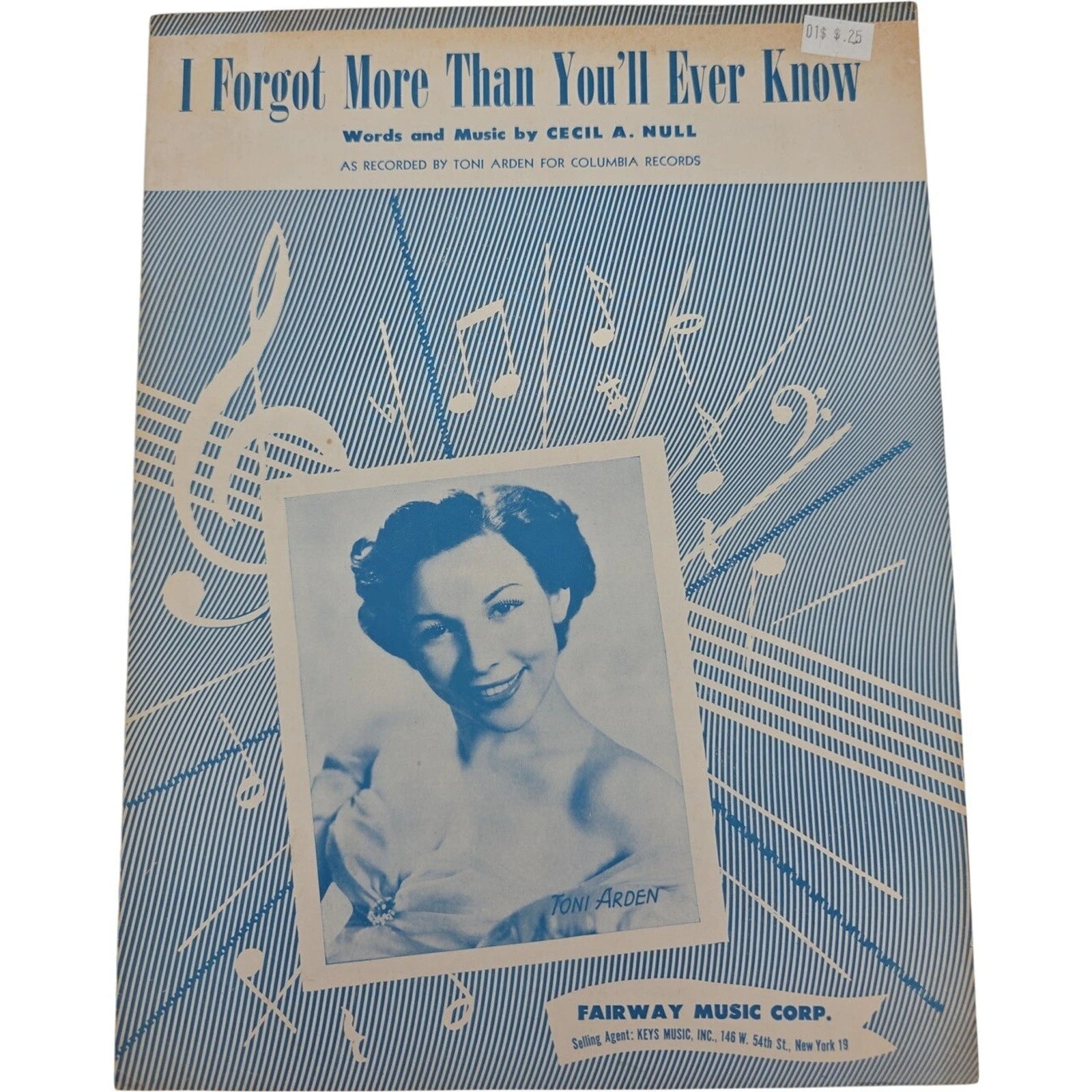 I Forgot More Than You’ll Ever Know 1953 Sheet Music Recorded by Toni Arden