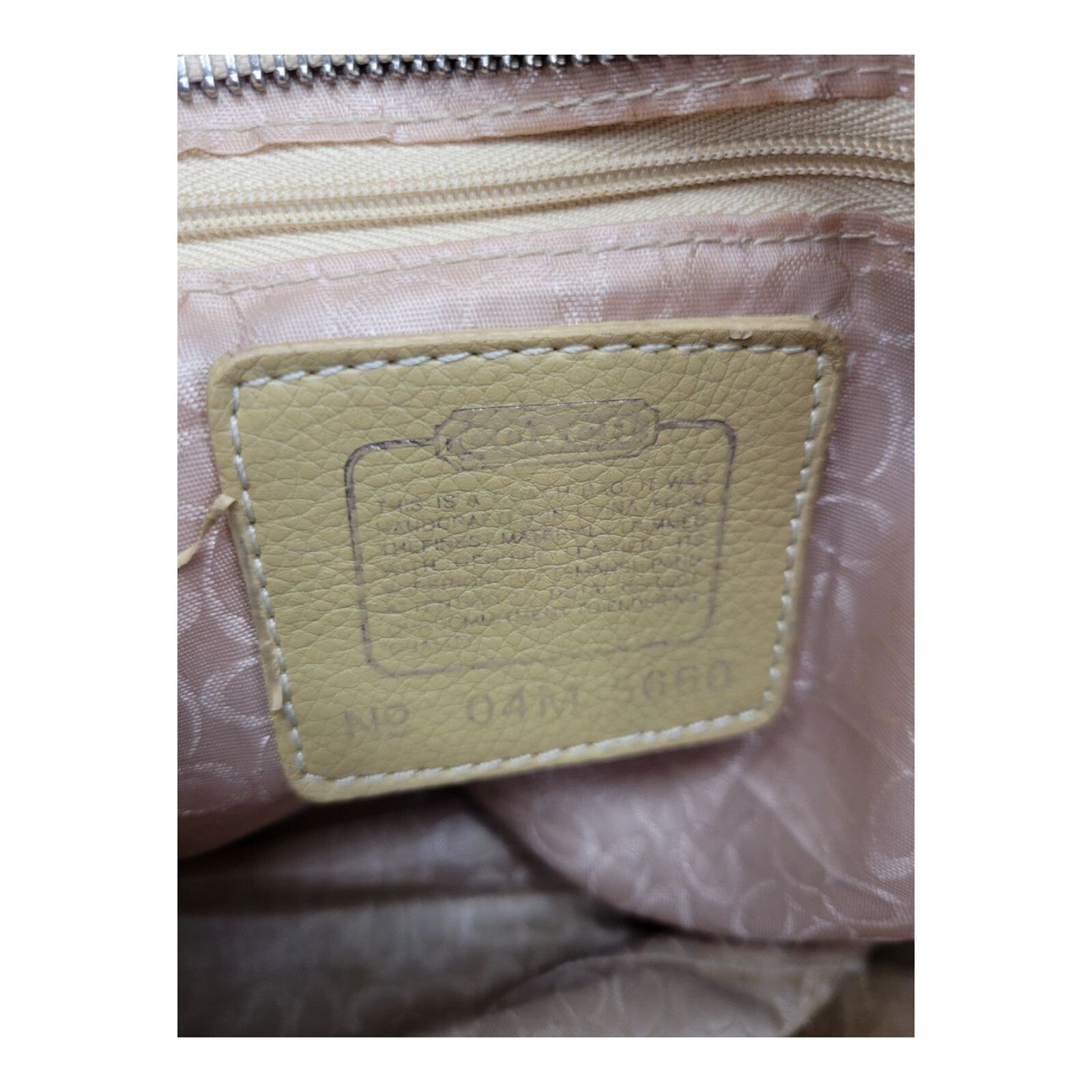 Coach Signature C Canvas Tote Bag Pink Tan Logo Print Zip Top G04M-6600