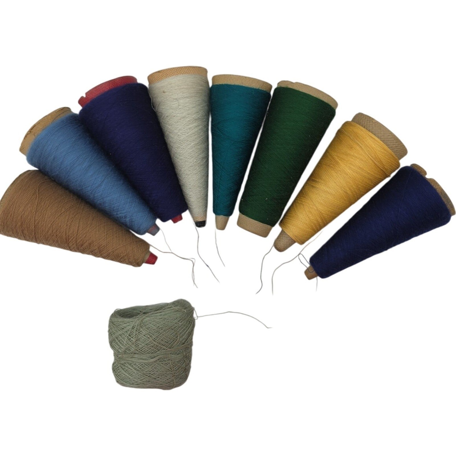 Vintage Yarn Cones & Extra Ball Lot of 9 Multi Color Threads Knit Crochet Craft