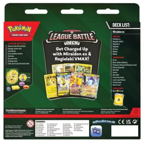 Nintendo Pokemon TCG Miraidon ex League Battle Deck Regieleki VMAX 60 Cards