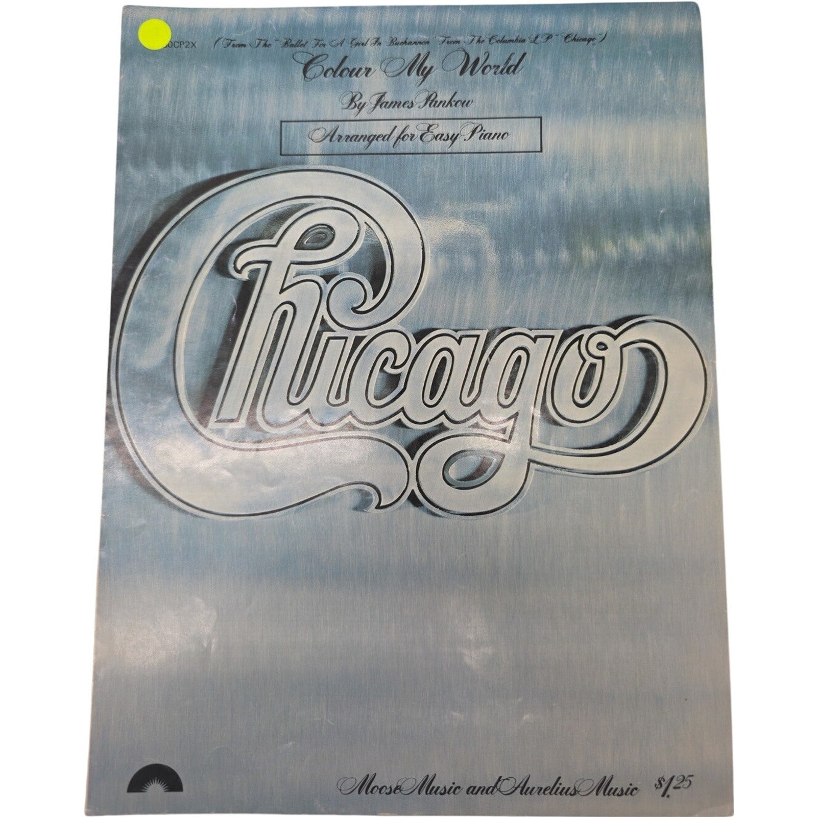 1970 Vintage Chicago Colour My World Easy Piano Sheet Music by James Pankow