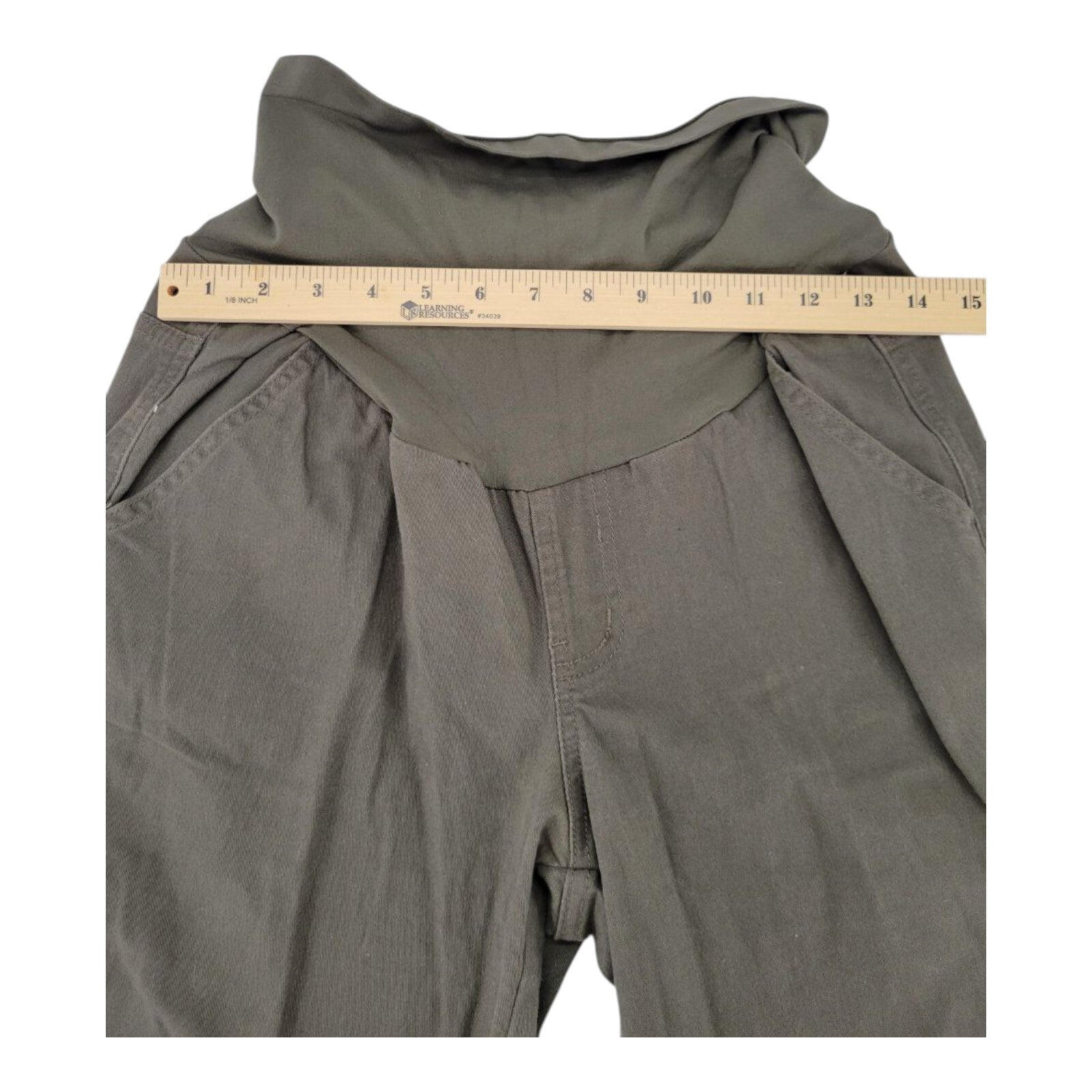 Hot Kiss Maternity Relaxed Fit Knit Waistband Cargo Pants Olive Green Size M