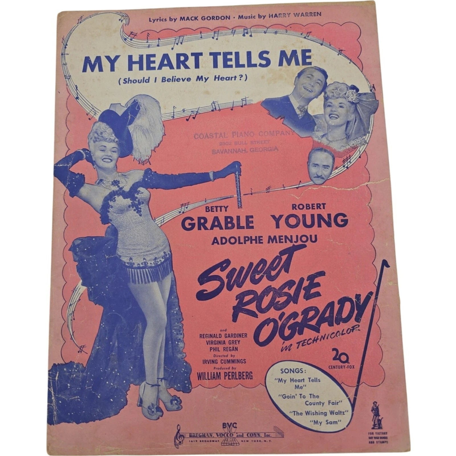Vintage 1943 Sheet Music My Heart Tells Me by Mack Gordon and Harry Warren