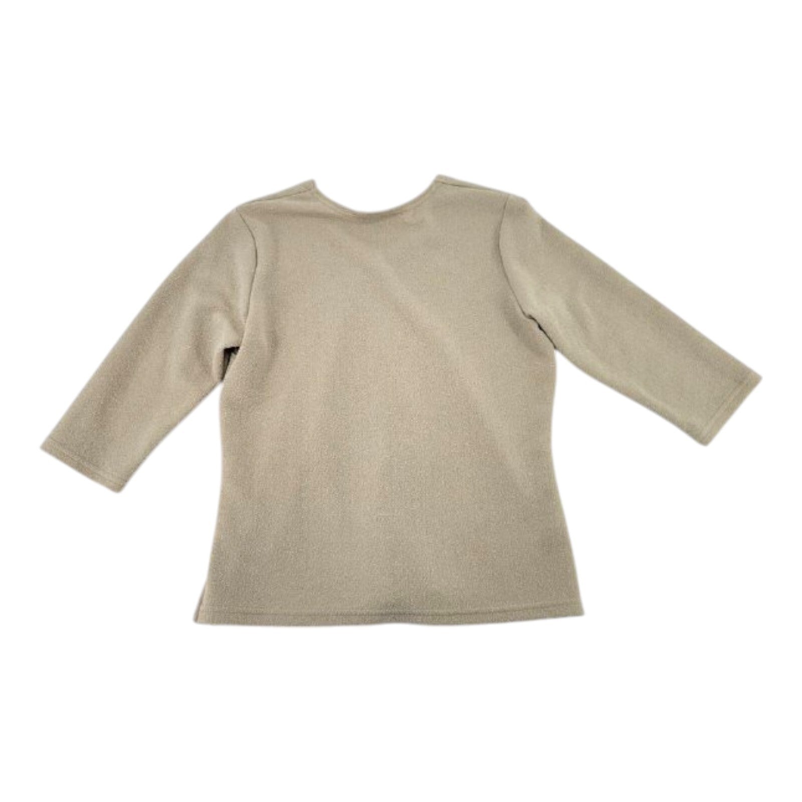 Notations Beige V Neck Stretch Pullover Top 3/4 Sleeve Petite Medium