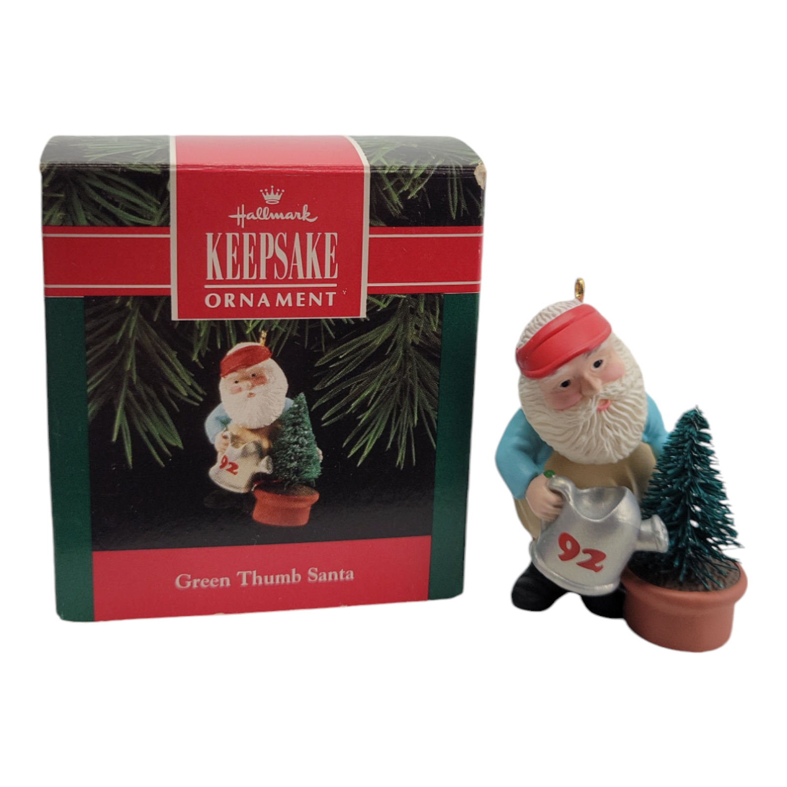 1992 Hallmark Keepsake Green Thumb Santa Ornament Collectible Holiday Decor