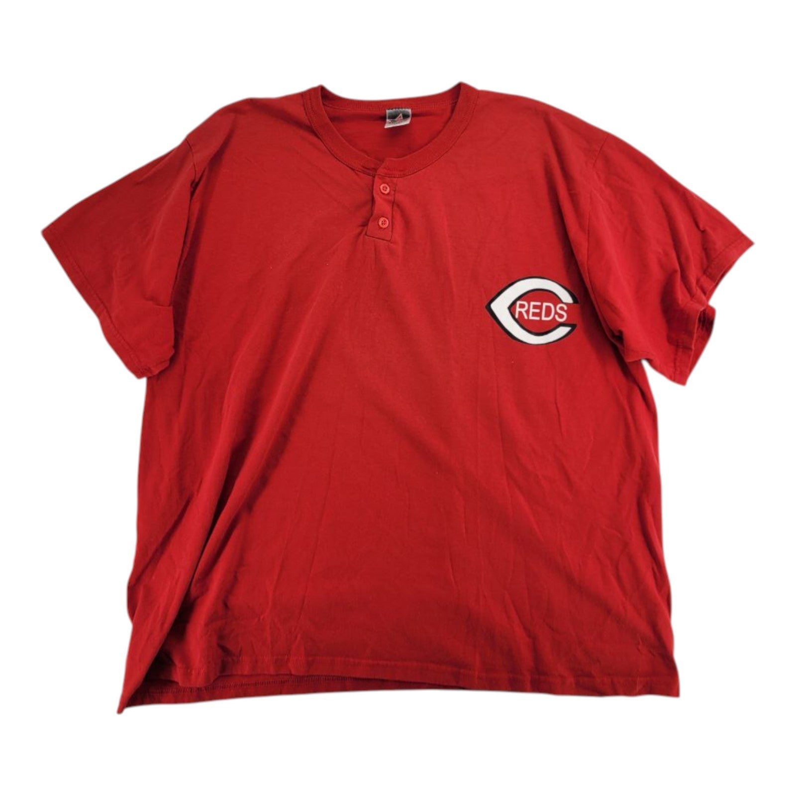 Cincinnati Reds Just Sports Graphic Henley T-Shirt 3XL Red Alleson Athletic
