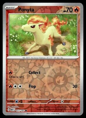 Pokemon 2023 Scarlet & Violet 151 Ponyta Reverse Holo Common #77 Near Mint