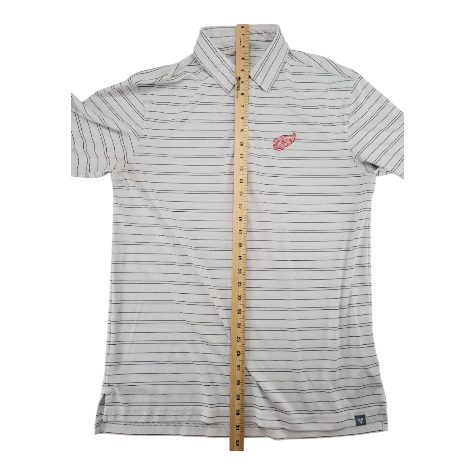 Levelwear Detroit Red Wings Polo Shirt White Black Striped Size M
