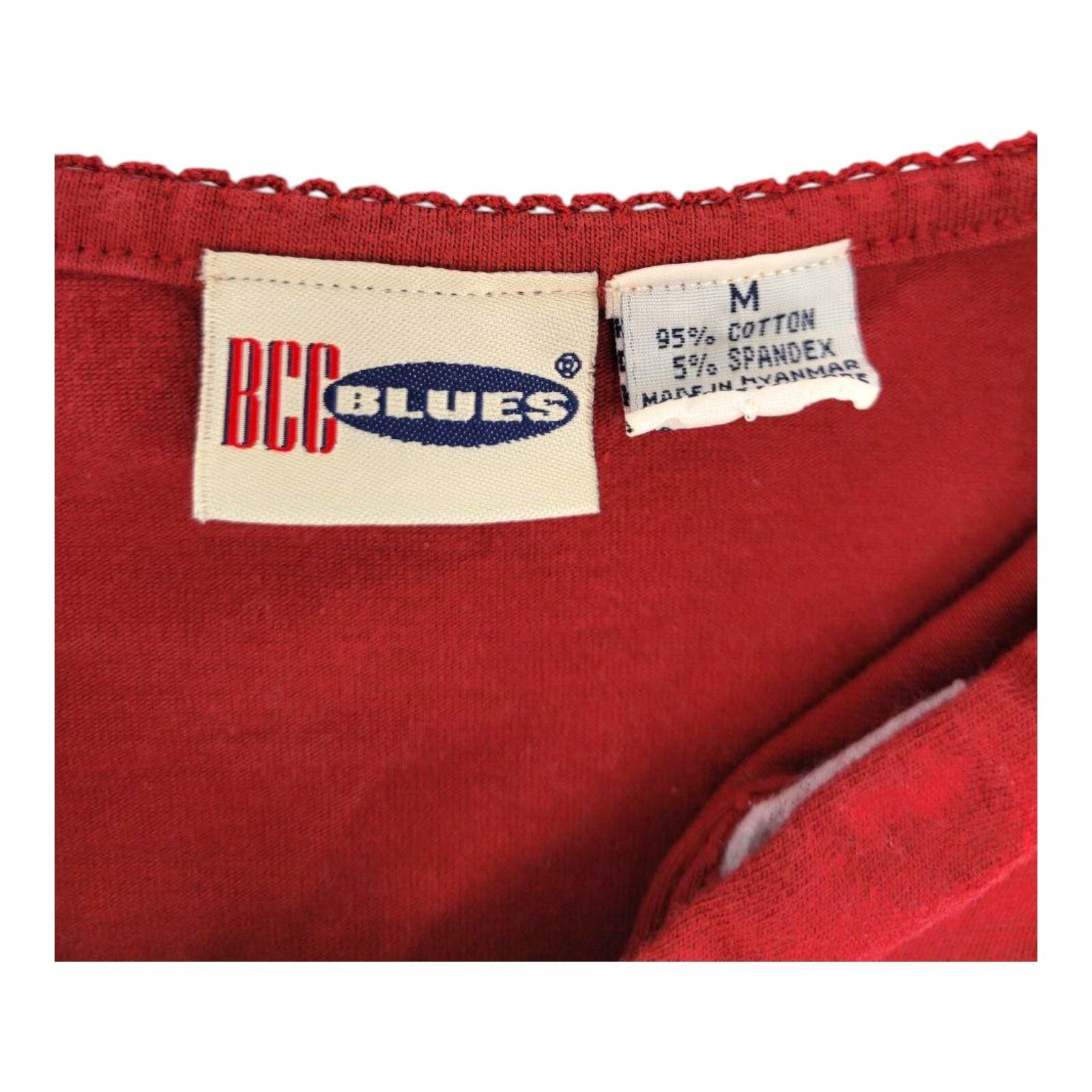 BCC Blues Red Long Sleeve Stretch Pullover Top Size M