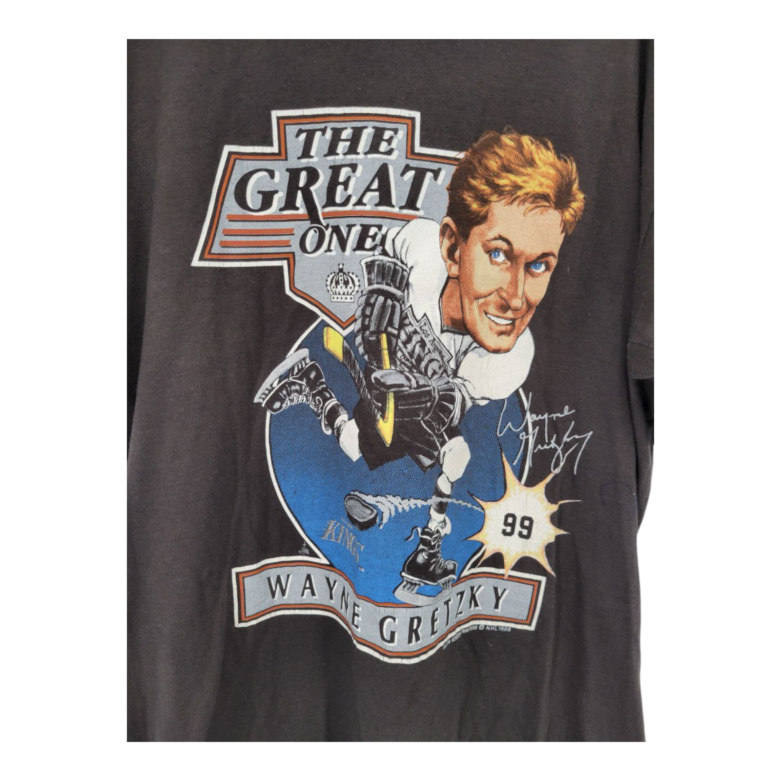 Vintage 1988 Prentiss Wayne Gretzky The Great One Tee NHL Black Size L