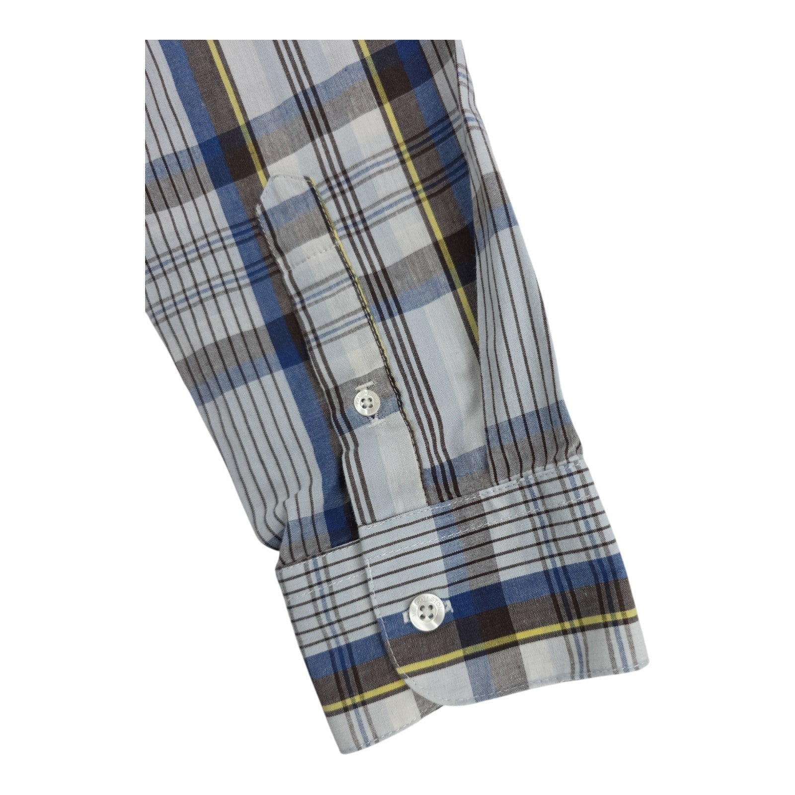 Volcom Factor Plaid Button Down Shirt Blue Brown Long Sleeve Men’s Size Small