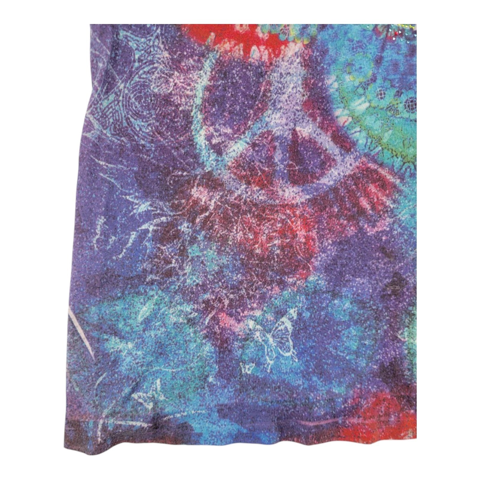 B.L.E.U. Women's Peace On Earth Rhinestone Tee USA Made Graphic XL