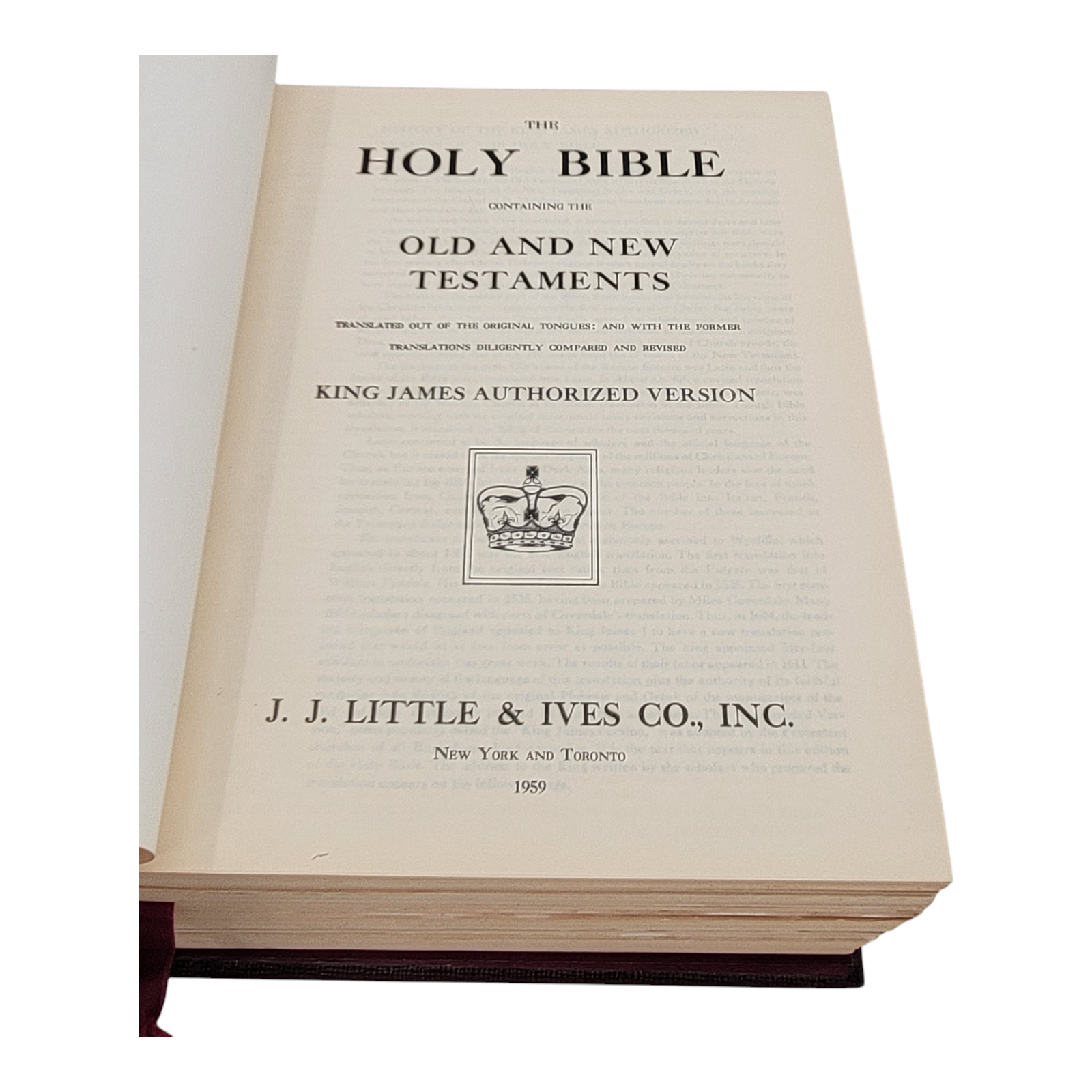 Holy Bible King James Version Large Print JJ Little Ives Publishing Vintage 1959